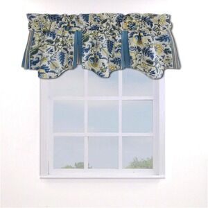 Waverly Imperial Dress Palampore Blue Yellow Floral Window Valance
